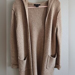 Tahari Hooded Women's Cozy Tan Cardigan